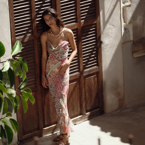 Zara Mulicolored Patchwork Print Slip Dress - Picture 1 of 9